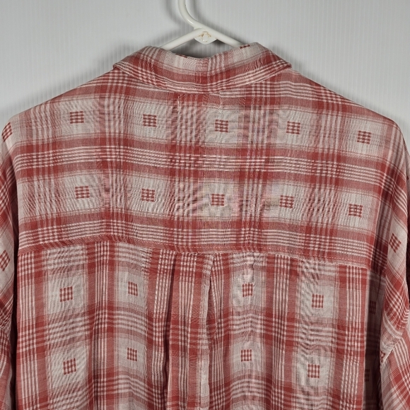 NWT Max Studio Red Plaid Lightweight 100% Cotton Button Down Tunic/Dress Size M - Picture 9 of 13